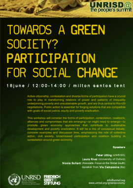 @ Rio+20 / People's Summit - Towards a Green Society? Participation for Social Change